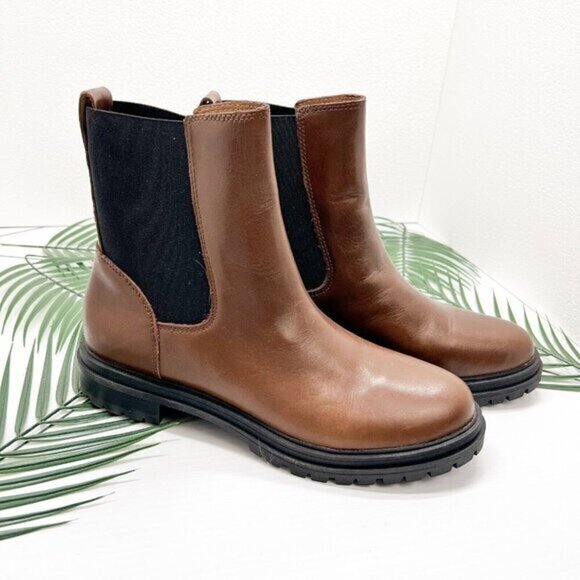 Madewell The Bradley Brown Leather Chelsea Lugsole Ankle Boots Size 11M NWB - Picture 1 of 12